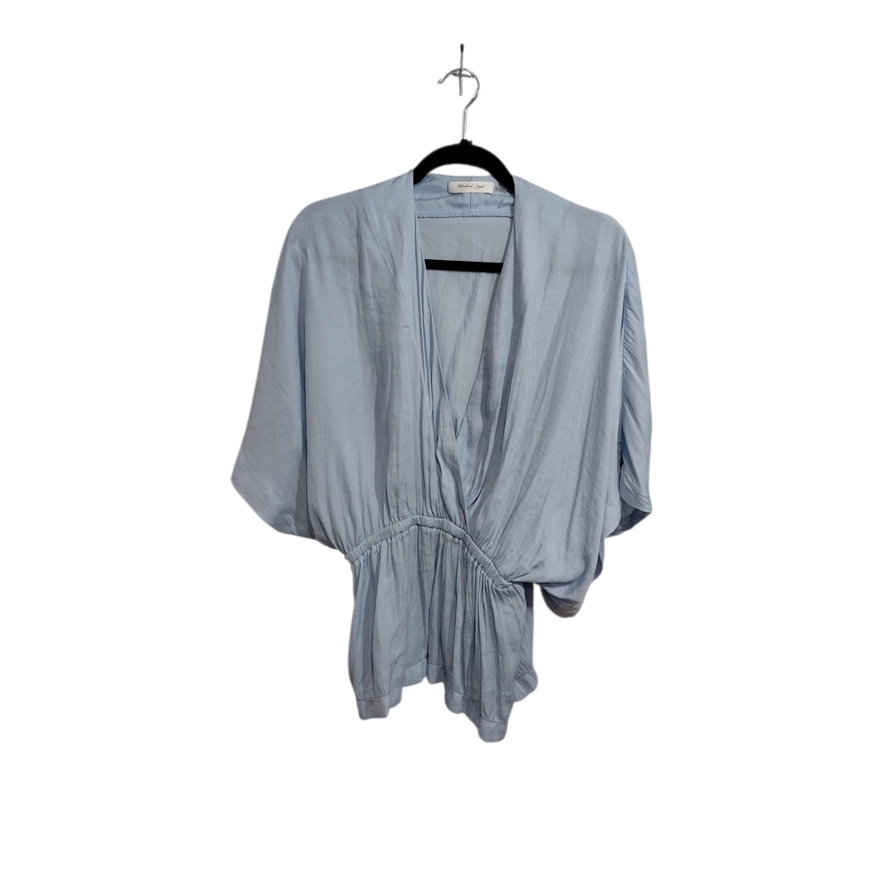 Mustard Seed Pale Blue Wrap-Front Blouse